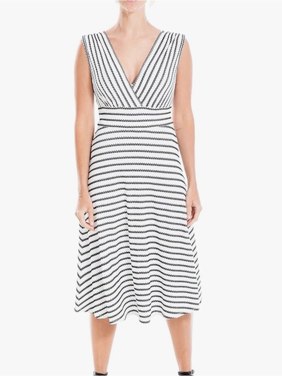 Max Studio Dresses & Skirts - Max Studio Black and White Striped V-Neck Midi Dress - Size: Small
